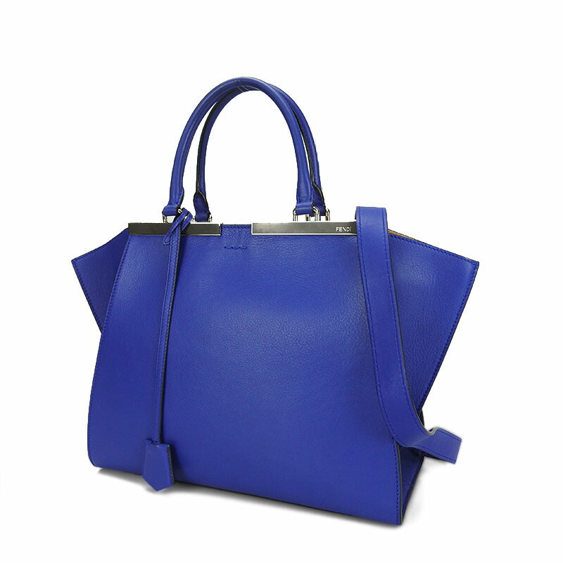 FENDI Handbag 8BH279 leather Blue type Trois Jules Women Used