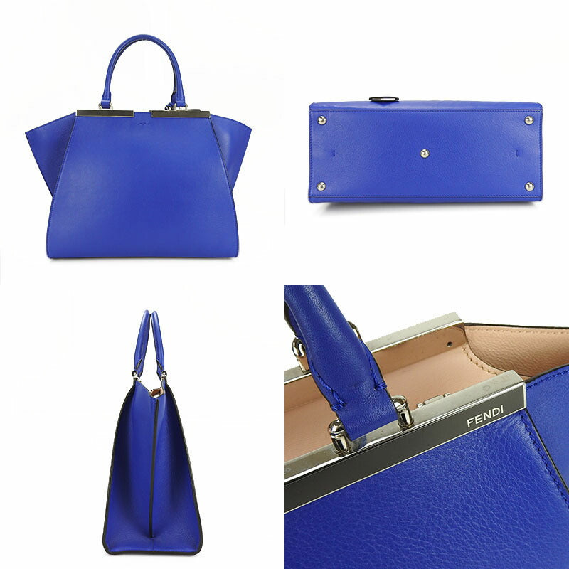 FENDI Handbag 8BH279 leather Blue type Trois Jules Women Used
