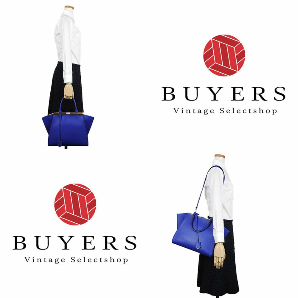 FENDI Handbag 8BH279 leather Blue type Trois Jules Women Used