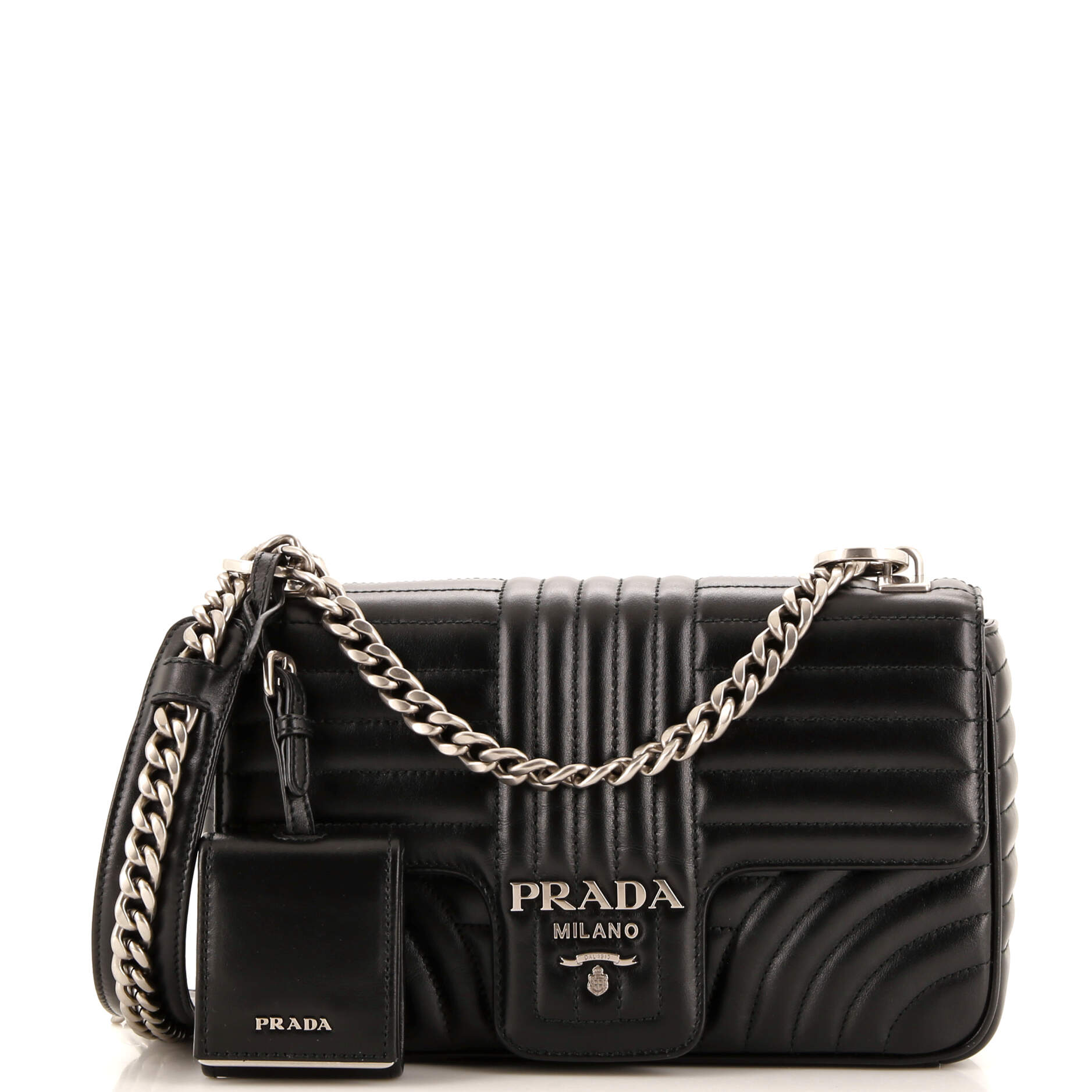 PRADA Chain Flap Shoulder Bag Diagramme Quilted Leather Medium