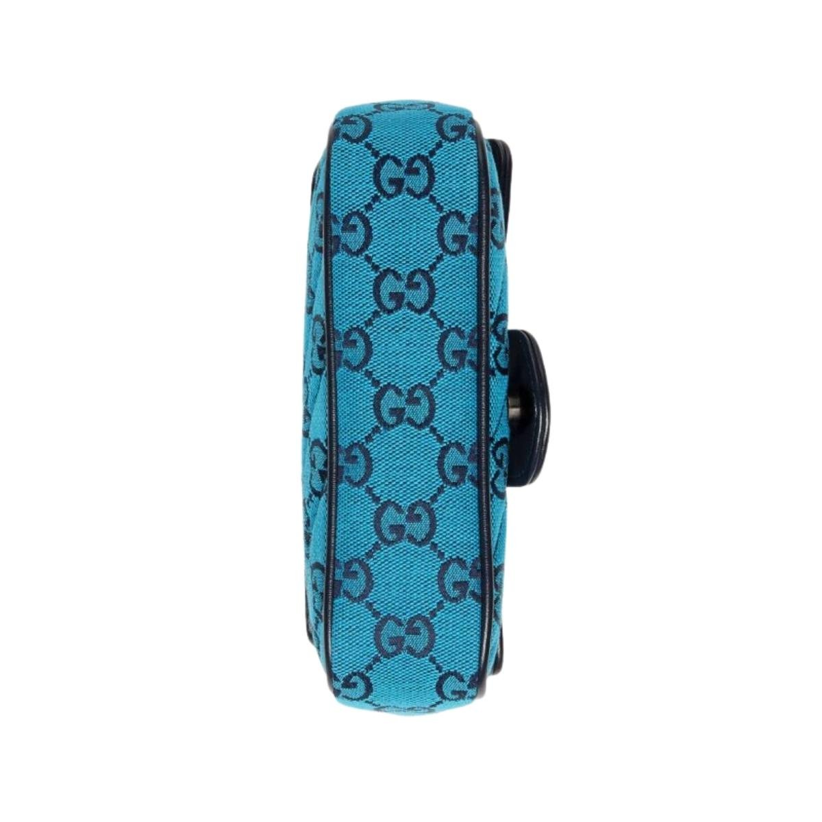 Blue GG Marmont Blue Super Mini Bag