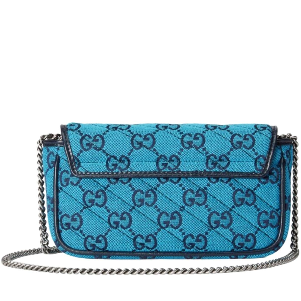 Blue GG Marmont Blue Super Mini Bag