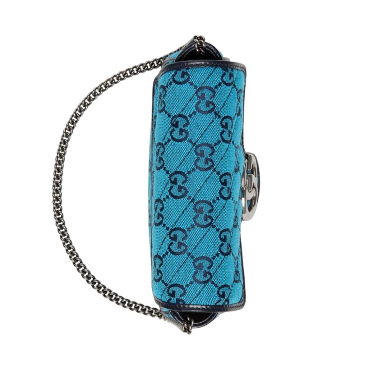 Blue GG Marmont Blue Super Mini Bag