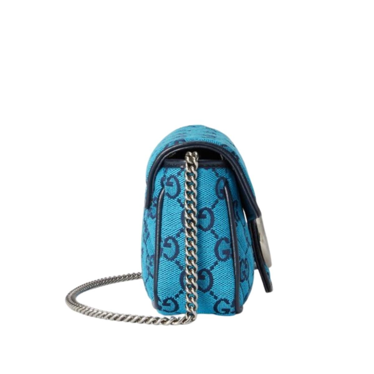 Blue GG Marmont Blue Super Mini Bag