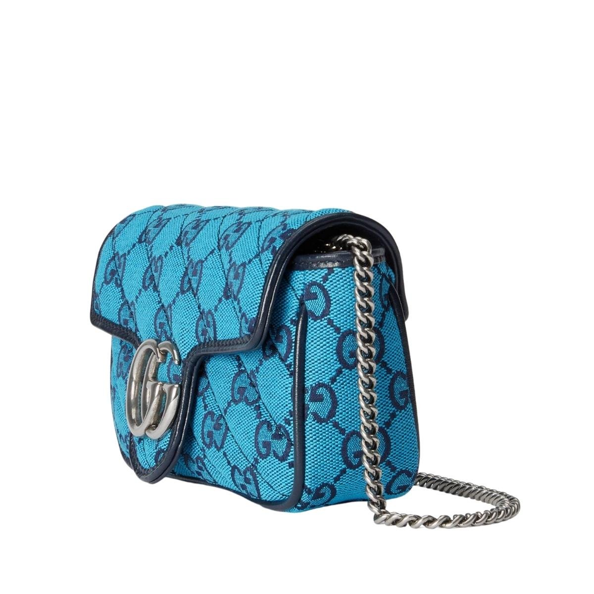 Blue GG Marmont Blue Super Mini Bag