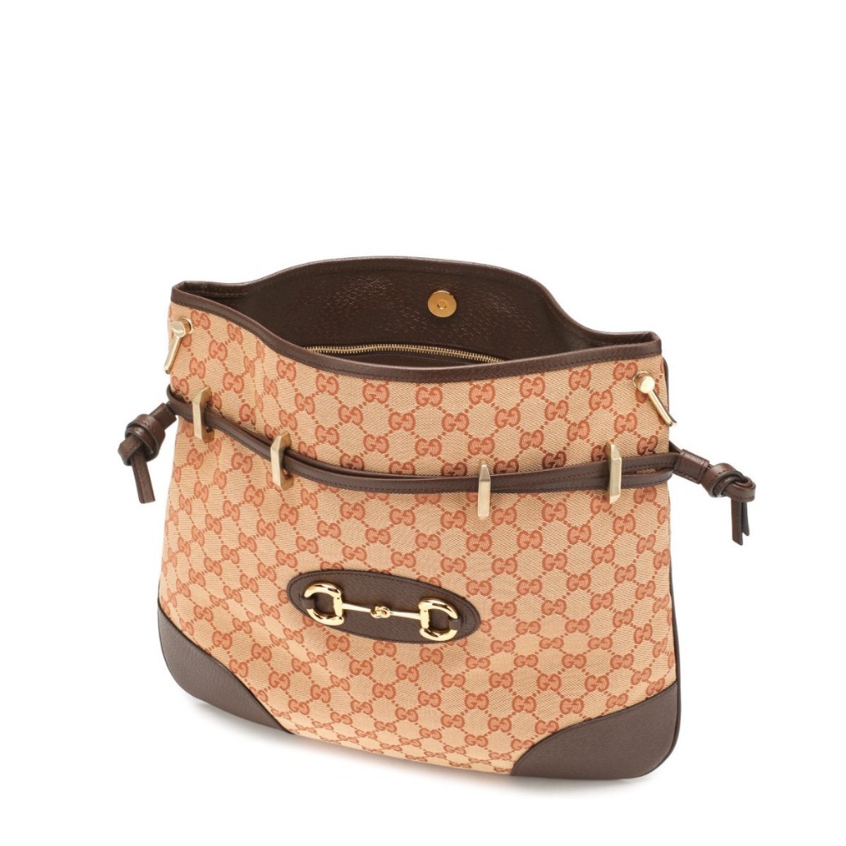 Leather and GG Supreme Fabric Shoulder Bag