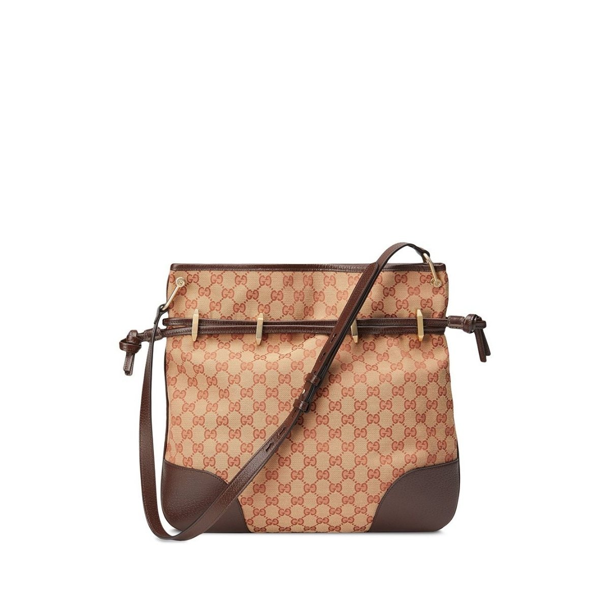Leather and GG Supreme Fabric Shoulder Bag