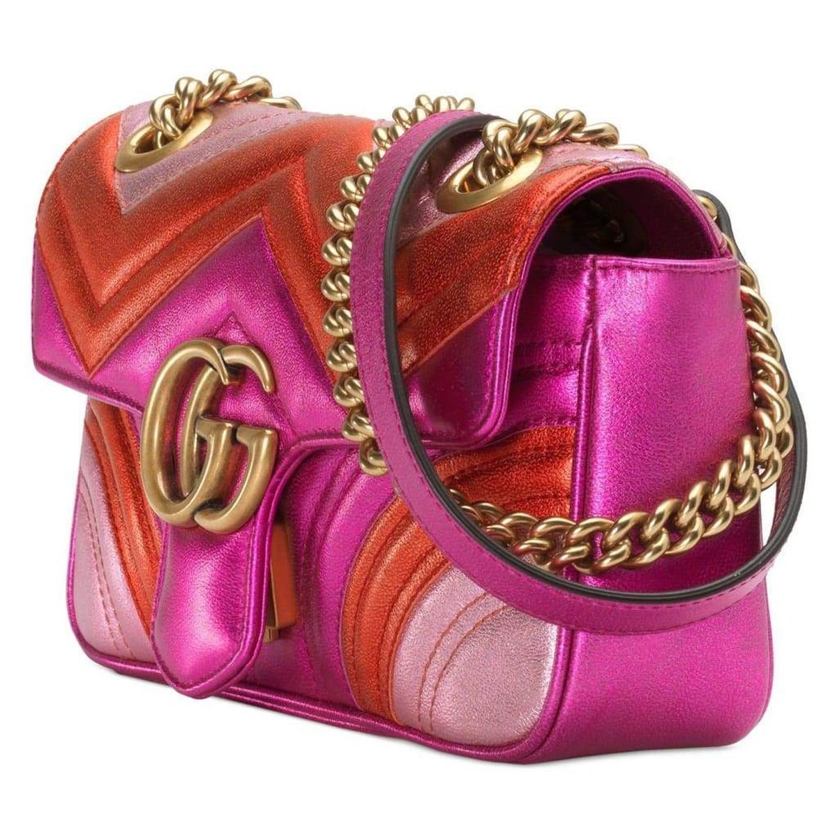 Mini Marmont 2.0 Metallic Leather Shoulder Bag