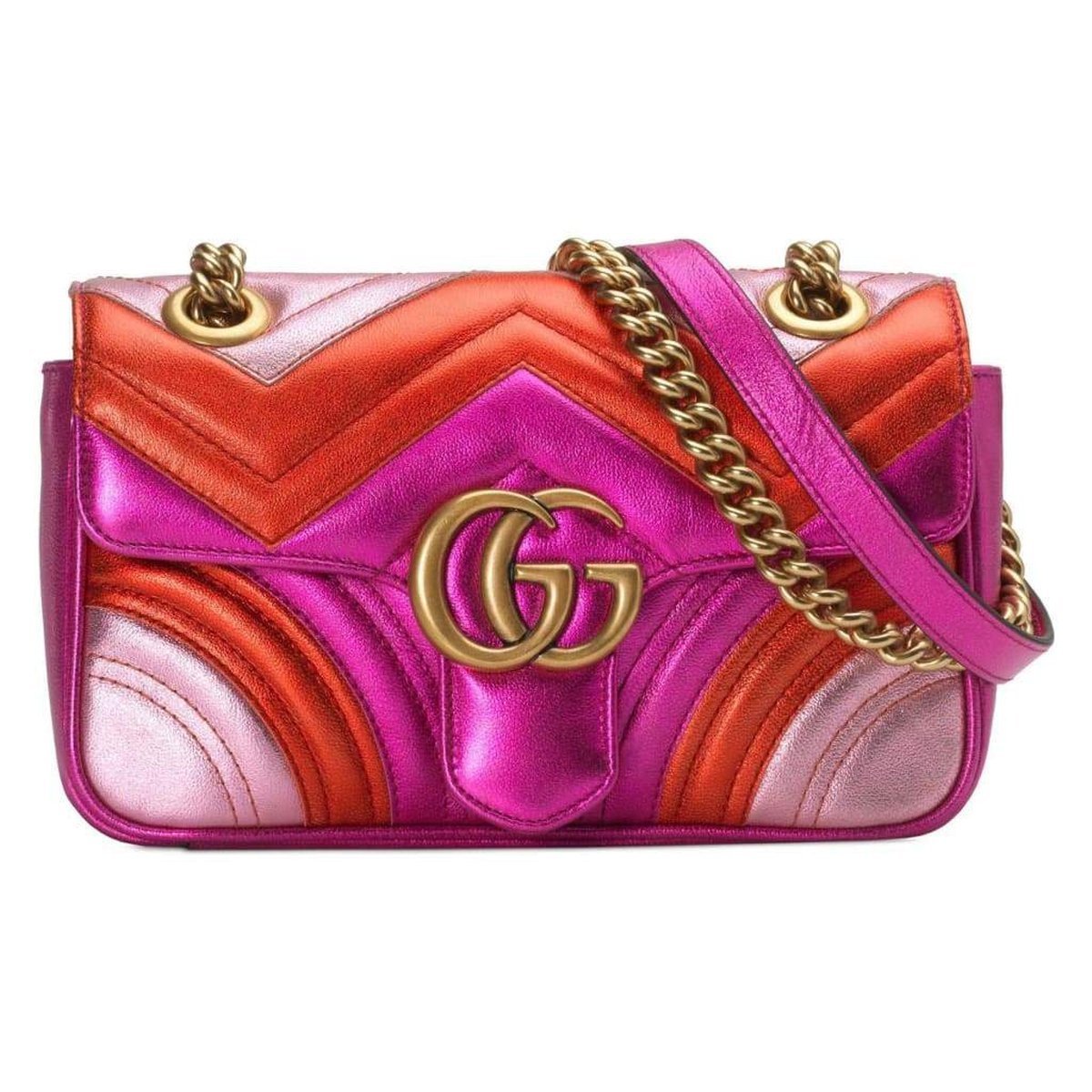 Mini Marmont 2.0 Metallic Leather Shoulder Bag