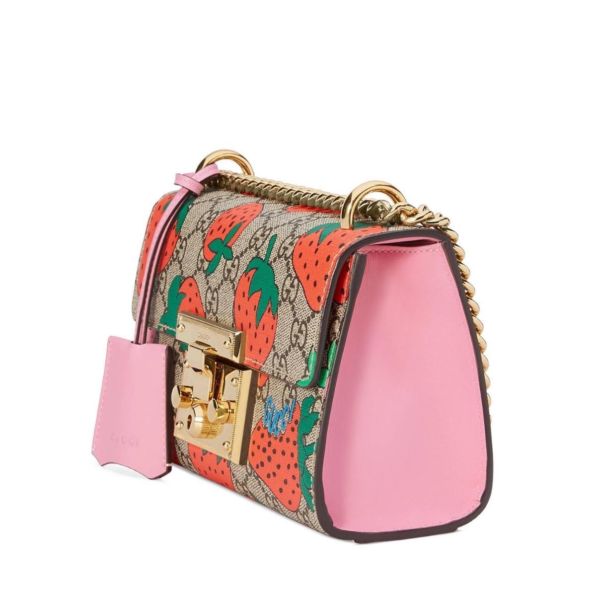 Padlock Gg Strawberry Small Shoulder Bag
