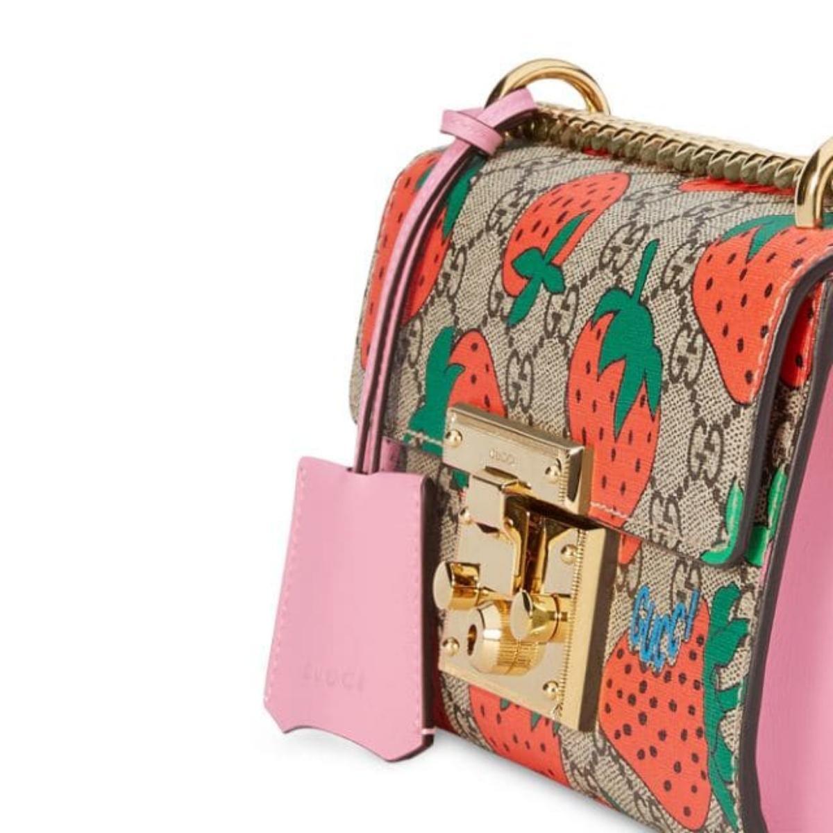 Padlock Gg Strawberry Small Shoulder Bag