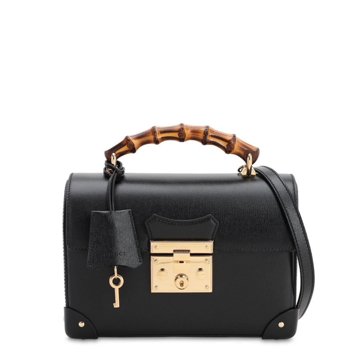Padlock Small Bamboo Black Shoulder Bag