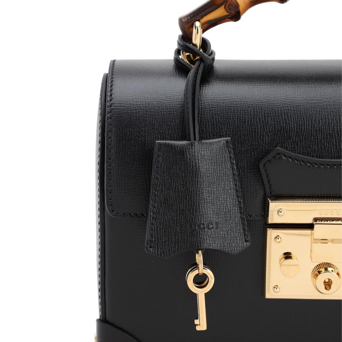 Padlock Small Bamboo Black Shoulder Bag