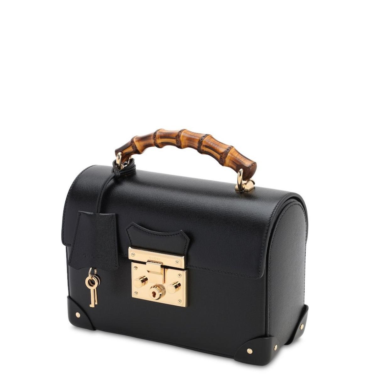 Padlock Small Bamboo Black Shoulder Bag