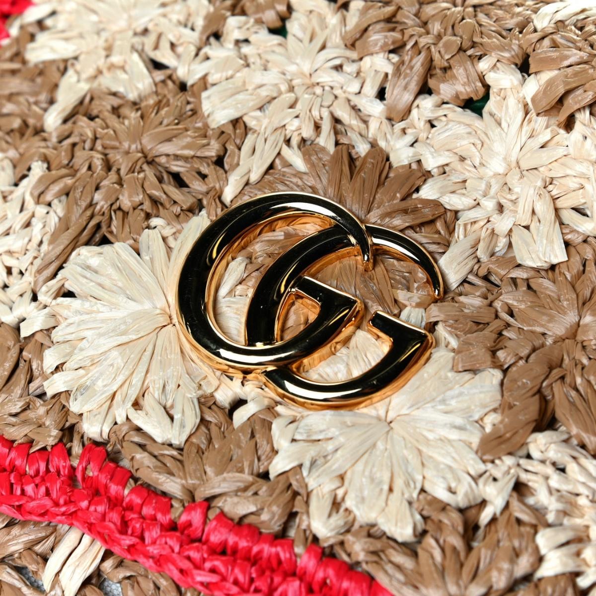 Small GG Marmont Raffia Shoulder Bag