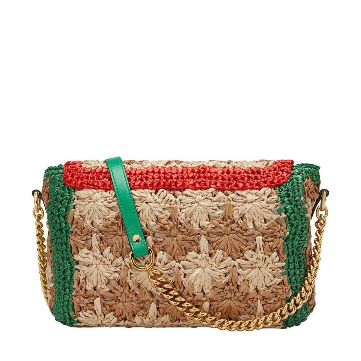 Small GG Marmont Raffia Shoulder Bag