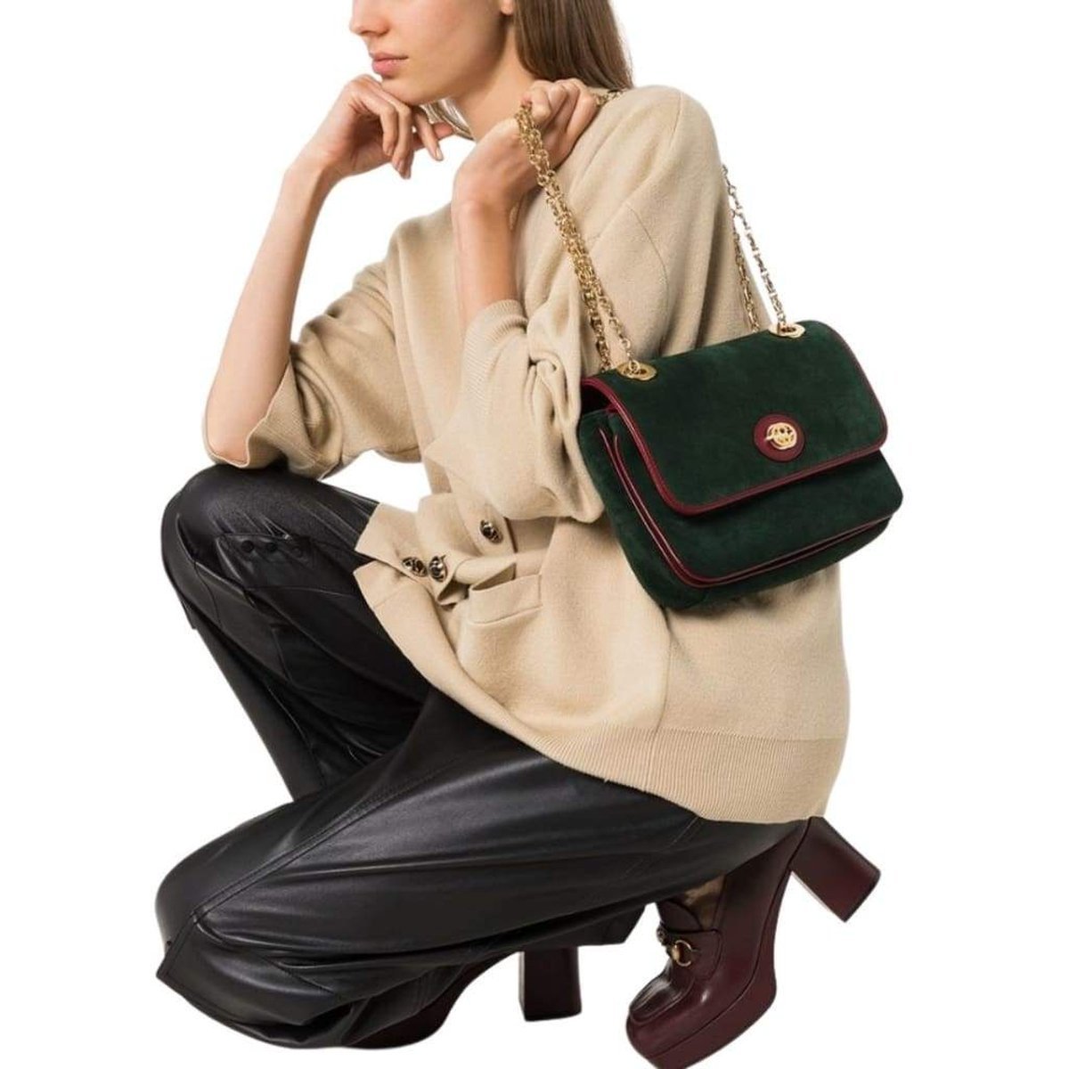 Small Marina Suede Shoulder Bag