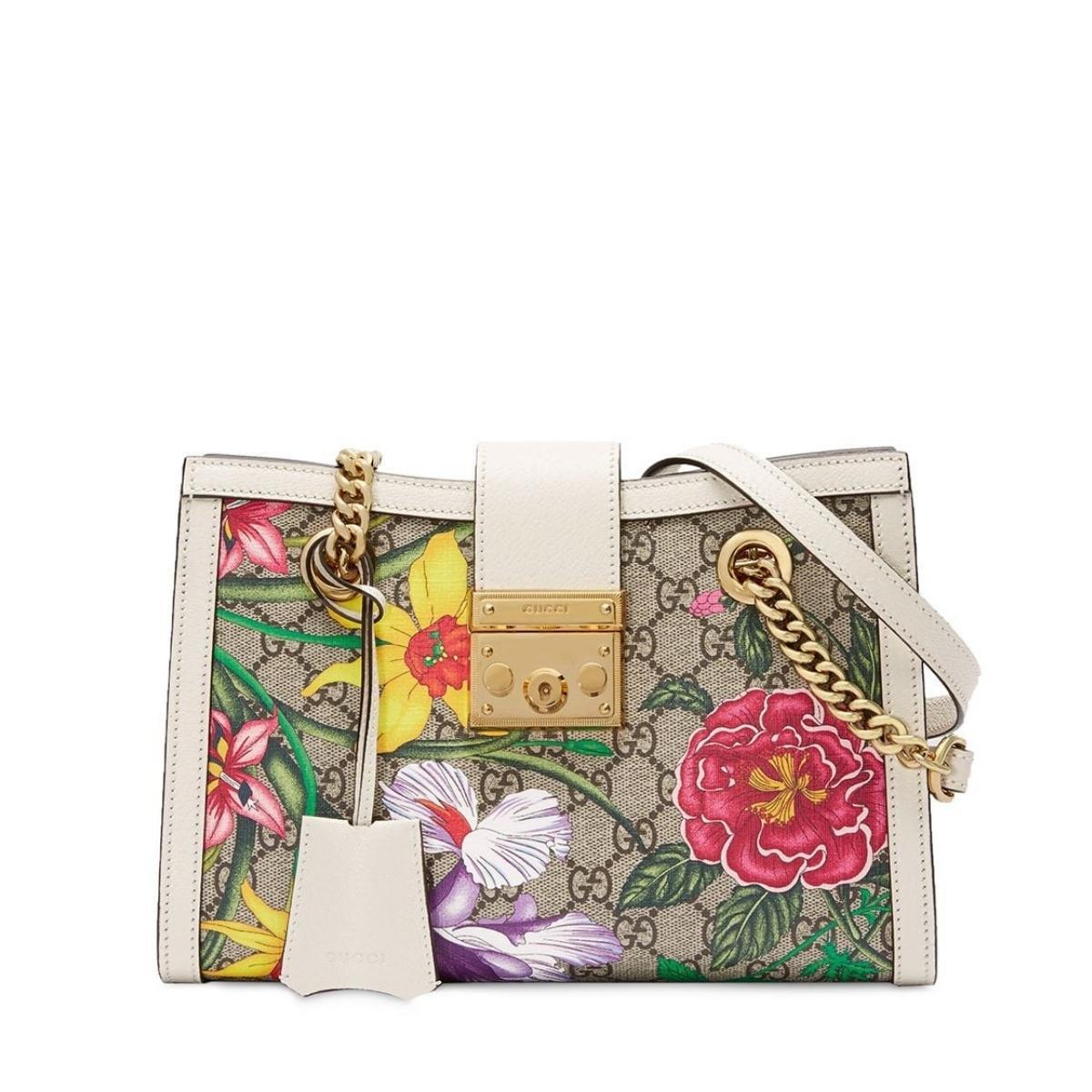 Small Padlock GG Flora Shoulder Bag