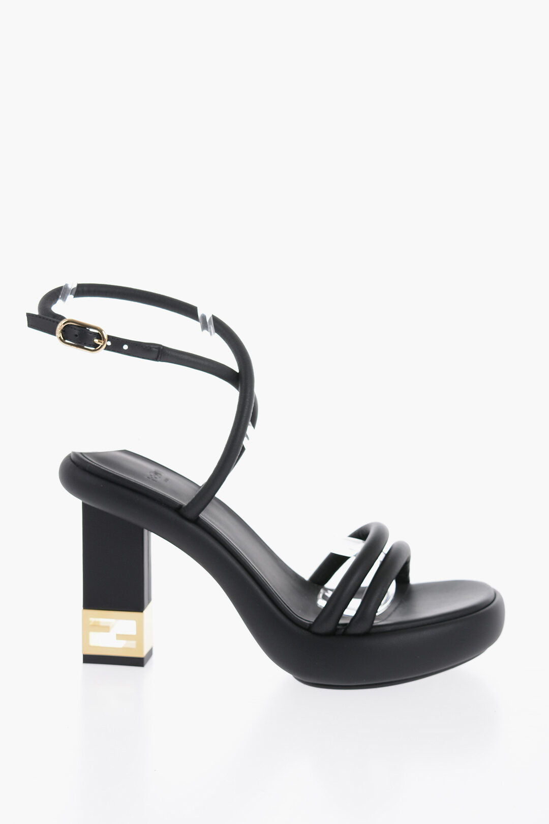 Fendi Logoed Heel Leather Sandals 10cm 36 Shoes EU