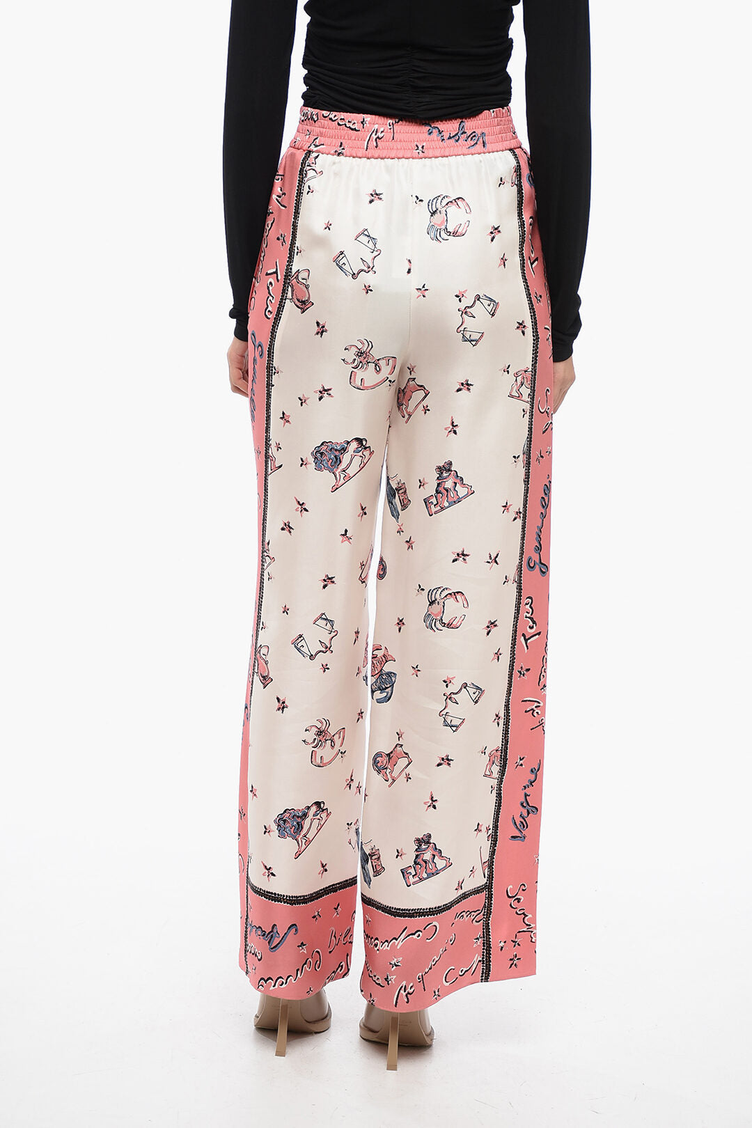 Fendi Printed Silk KISSED Palazzo Pants