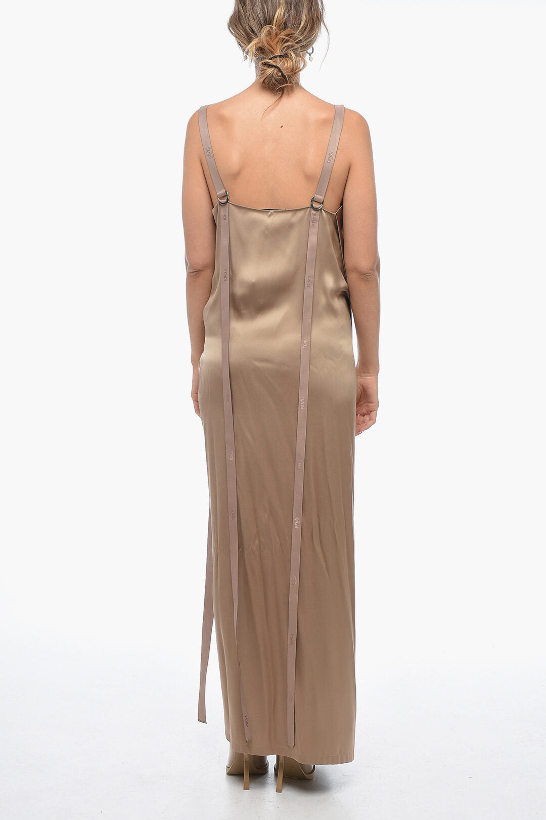 Fendi Silk Satin FLUID Slip Dress with Tape Straps 42 Italian size