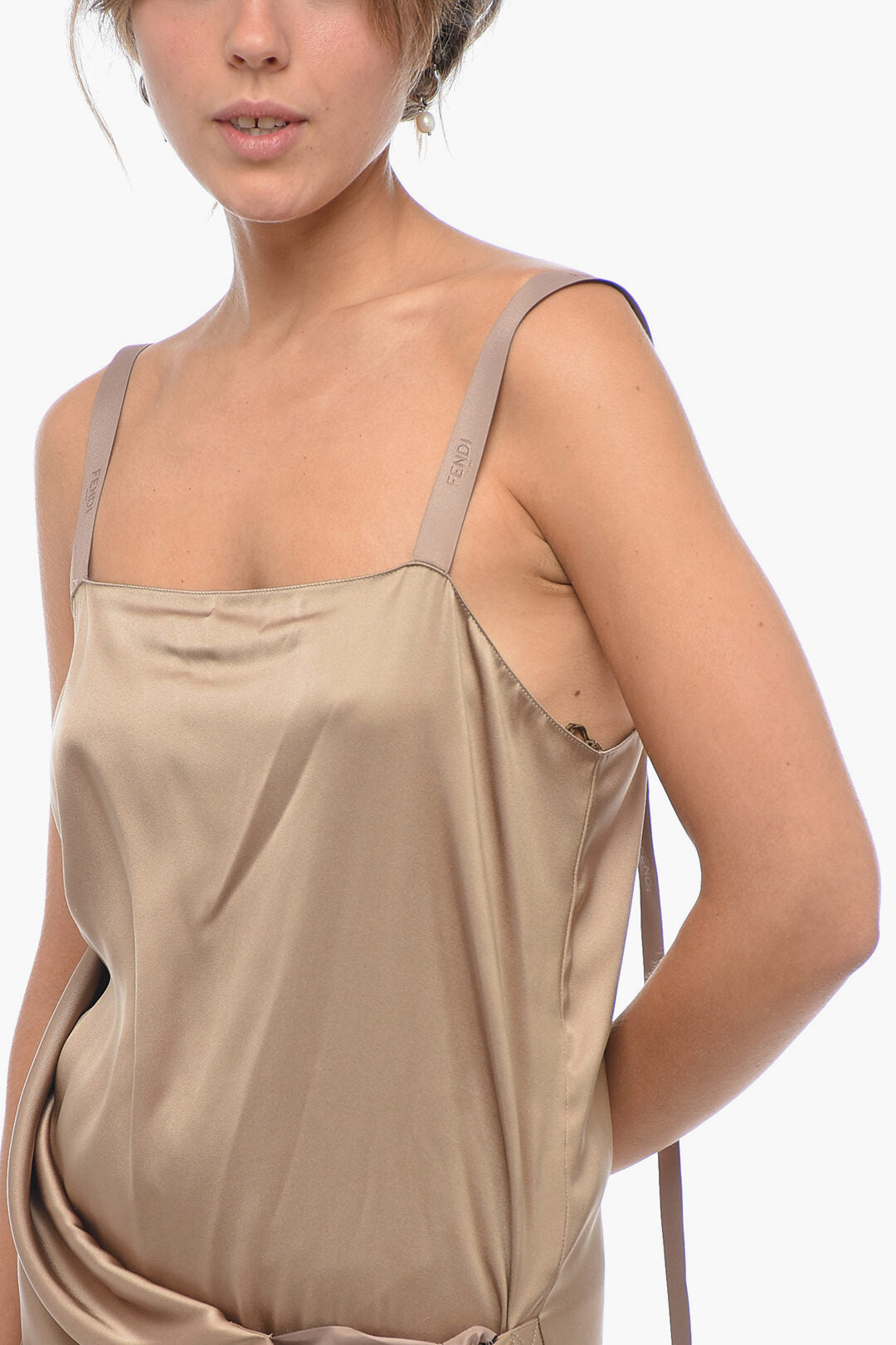 Fendi Silk Satin FLUID Slip Dress with Tape Straps 42 Italian size