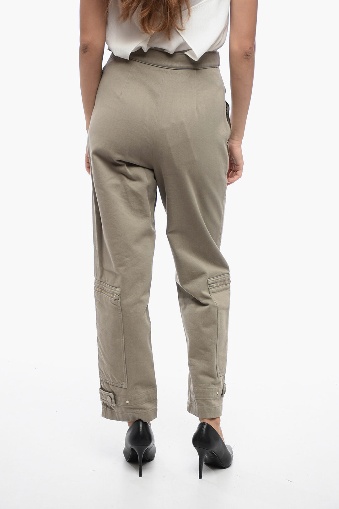 Fendi Twill Cotton Cargo Pants with Zipped Pockets