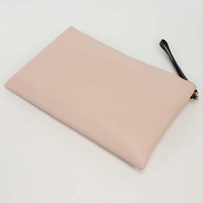 FENDI 8N0178 Fendi Rome logo AEHR Large Flat Pouch Clutch bag leather pink Women