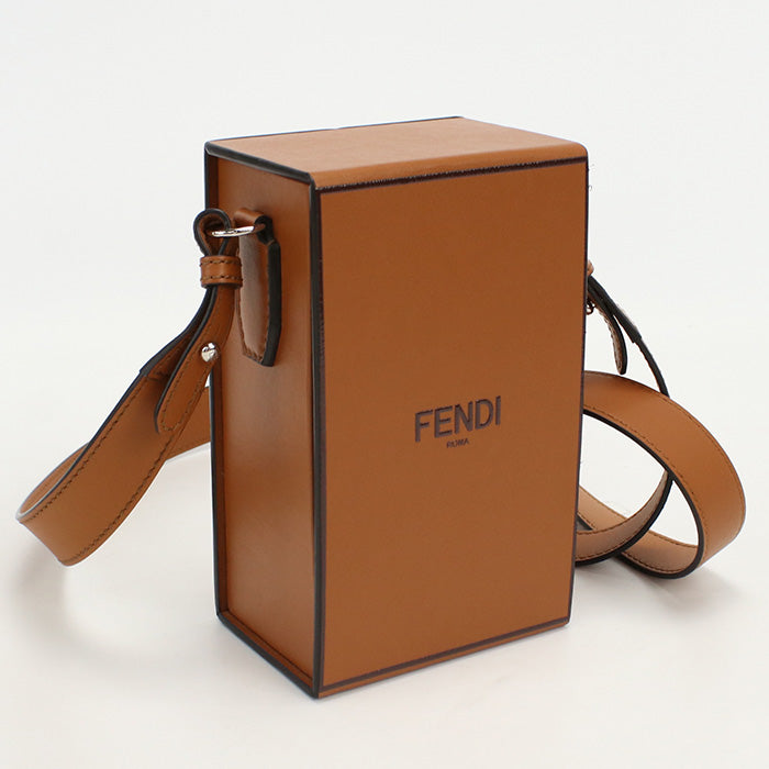 FENDI 7VA519 Mini Box Shoulder Bag leather Brown Women