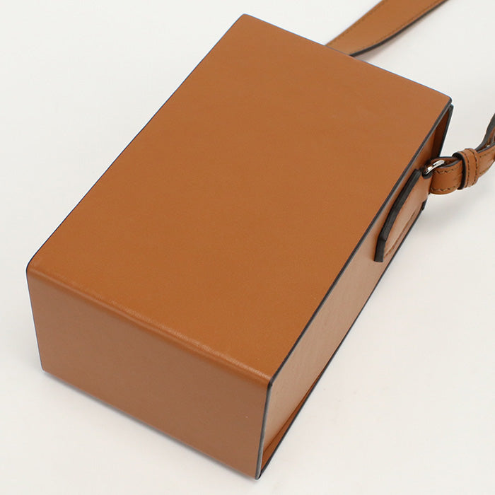 FENDI 7VA519 Mini Box Shoulder Bag leather Brown Women