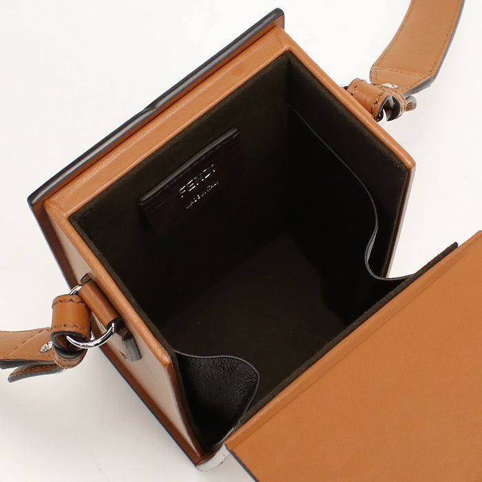 FENDI 7VA519 Mini Box Shoulder Bag leather Brown Women