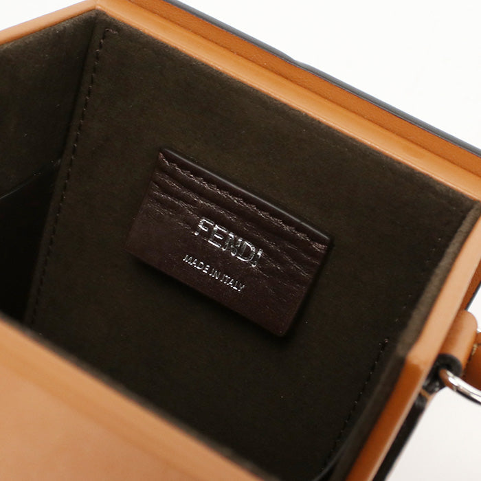 FENDI 7VA519 Mini Box Shoulder Bag leather Brown Women