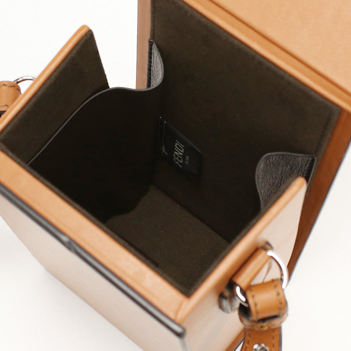 FENDI 7VA519 Mini Box Shoulder Bag leather Brown Women