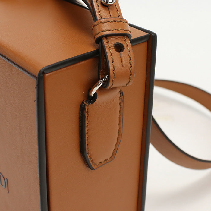 FENDI 7VA519 Mini Box Shoulder Bag leather Brown Women