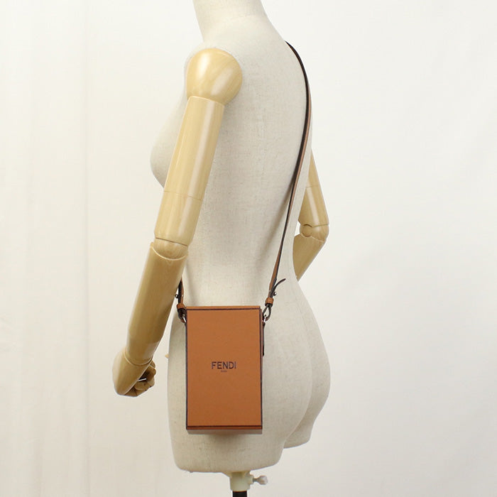 FENDI 7VA519 Mini Box Shoulder Bag leather Brown Women