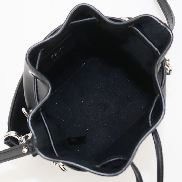 FENDI 8BS010 AC9L Mini Montresor Shoulder hand sling Bag leather black Women