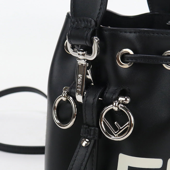 FENDI 8BS010 AC9L Mini Montresor Shoulder hand sling Bag leather black Women