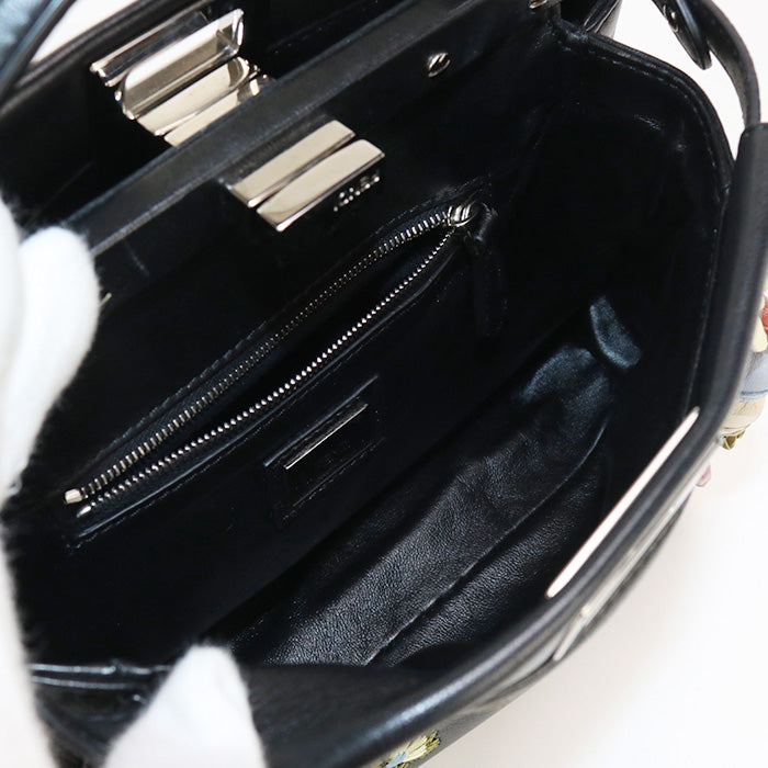 FENDI 8BN244 9GL Selleria Bag Peek-a-boo mini Handbag leather black Women