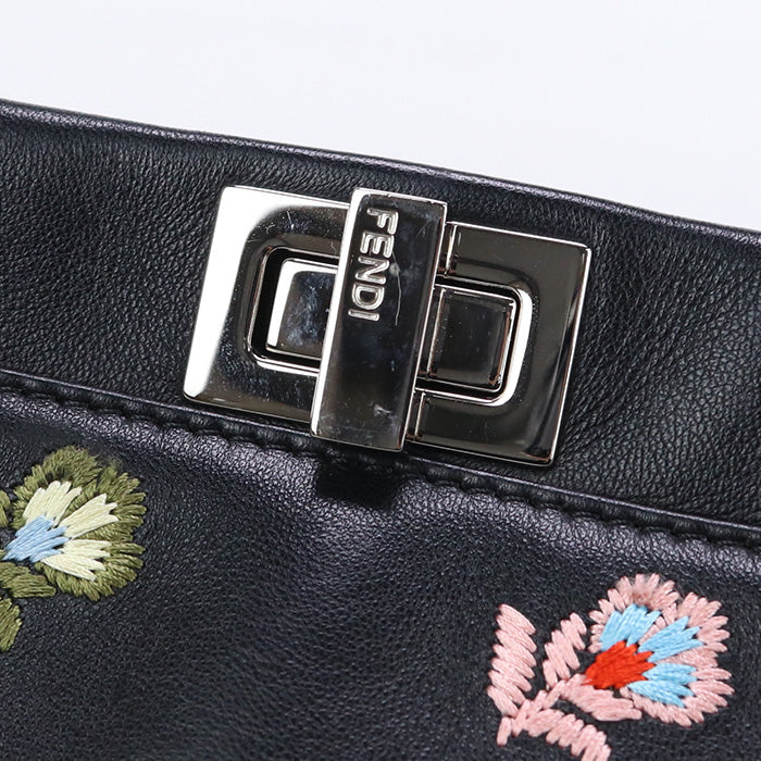FENDI 8BN244 9GL Selleria Bag Peek-a-boo mini Handbag leather black Women