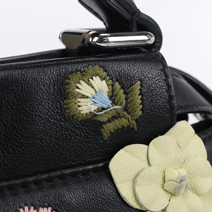 FENDI 8BN244 9GL Selleria Bag Peek-a-boo mini Handbag leather black Women