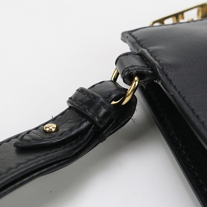 FENDI 7VA491 Clutch bag FENDACE Second bag leather black unisex