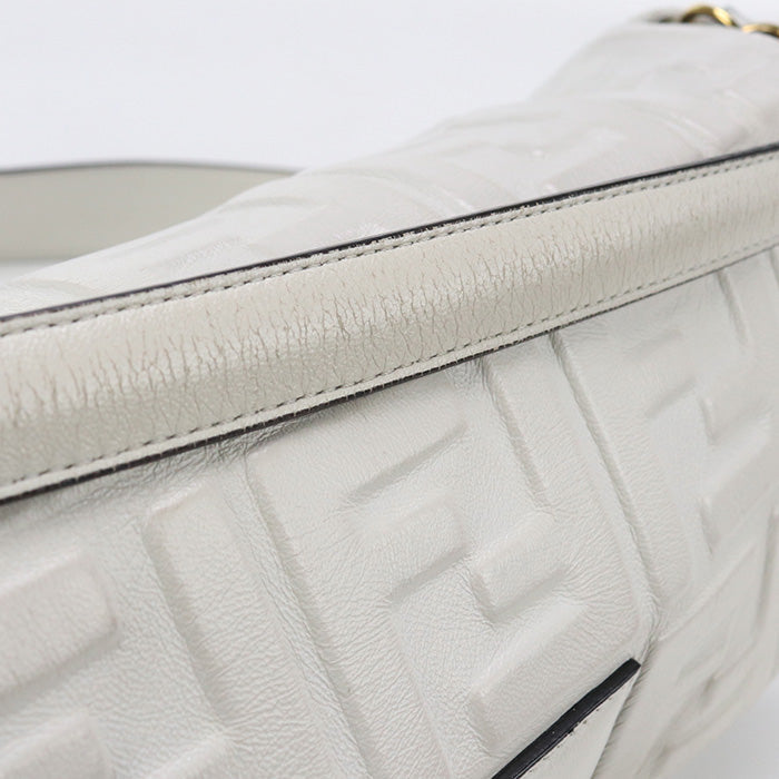 FENDI 8BR771 Handbag Zucca Mamma Baguette Large Bag 2way Handbag leather White Women