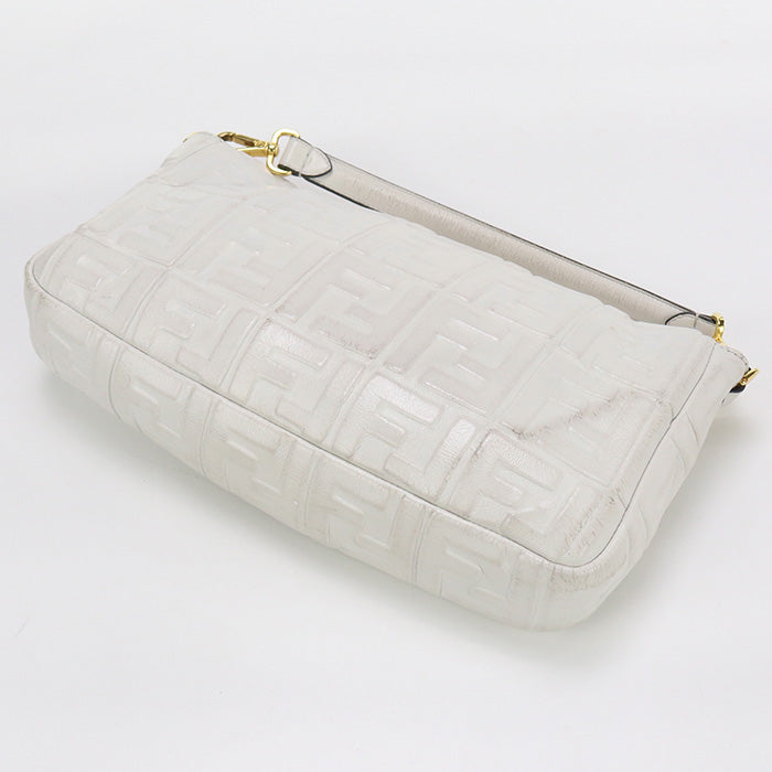 FENDI 8BR771 Handbag Zucca Mamma Baguette Large Bag 2way Handbag leather White Women