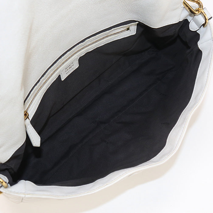 FENDI 8BR771 Handbag Zucca Mamma Baguette Large Bag 2way Handbag leather White Women