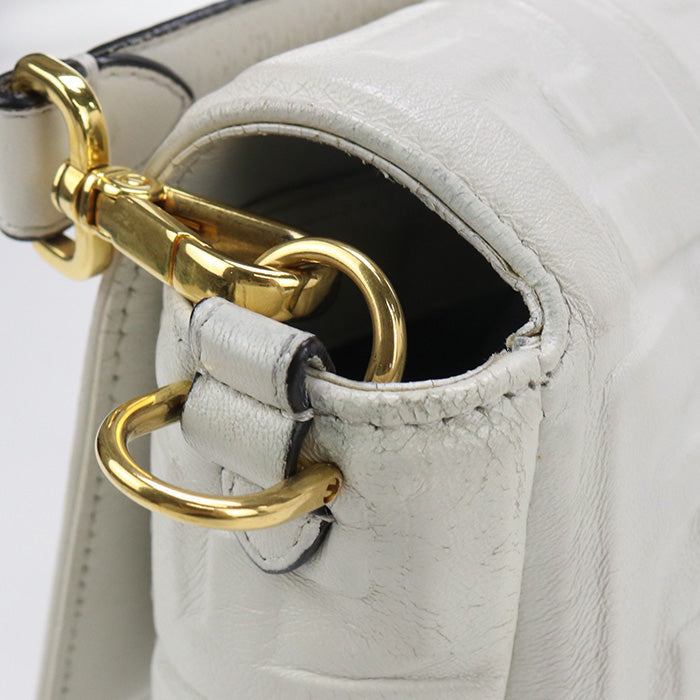 FENDI 8BR771 Handbag Zucca Mamma Baguette Large Bag 2way Handbag leather White Women