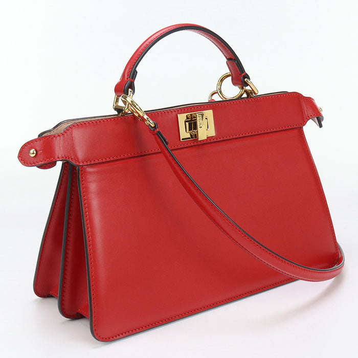 FENDI 8BN323 Handbag Peekaboo 2WAY handbag leather Red Women