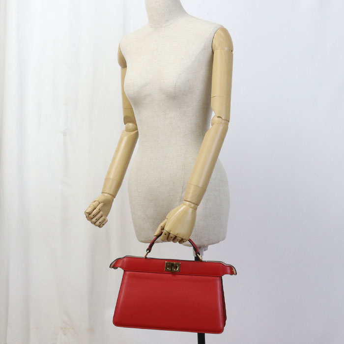 FENDI 8BN323 Handbag Peekaboo 2WAY handbag leather Red Women