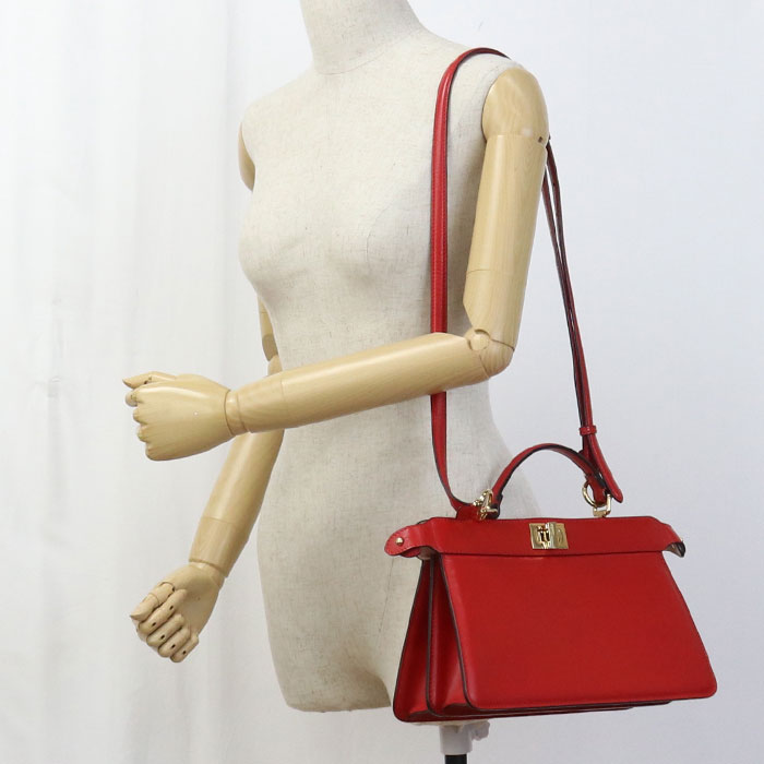 FENDI 8BN323 Handbag Peekaboo 2WAY handbag leather Red Women