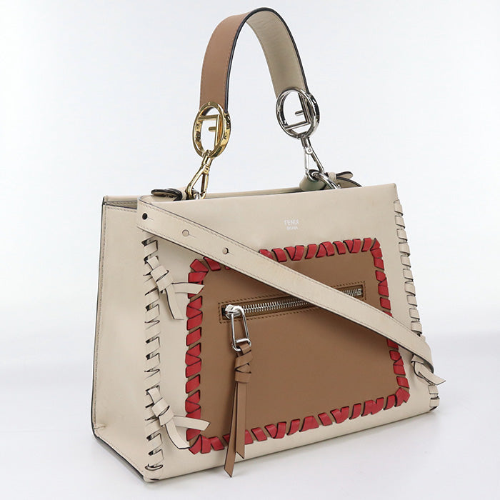 FENDI 8BH344 A316 2WAY Handbag shoulderbag Runaway leather beige Women