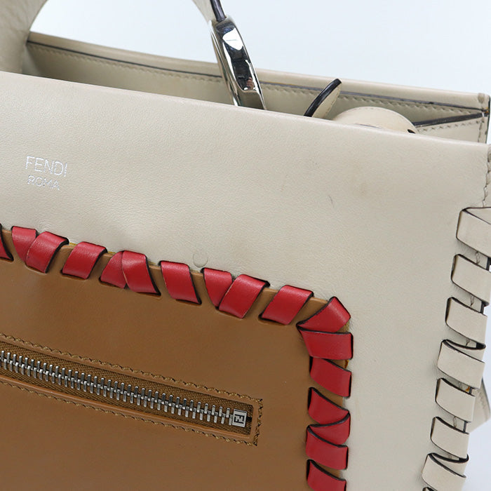 FENDI 8BH344 A316 2WAY Handbag shoulderbag Runaway leather beige Women